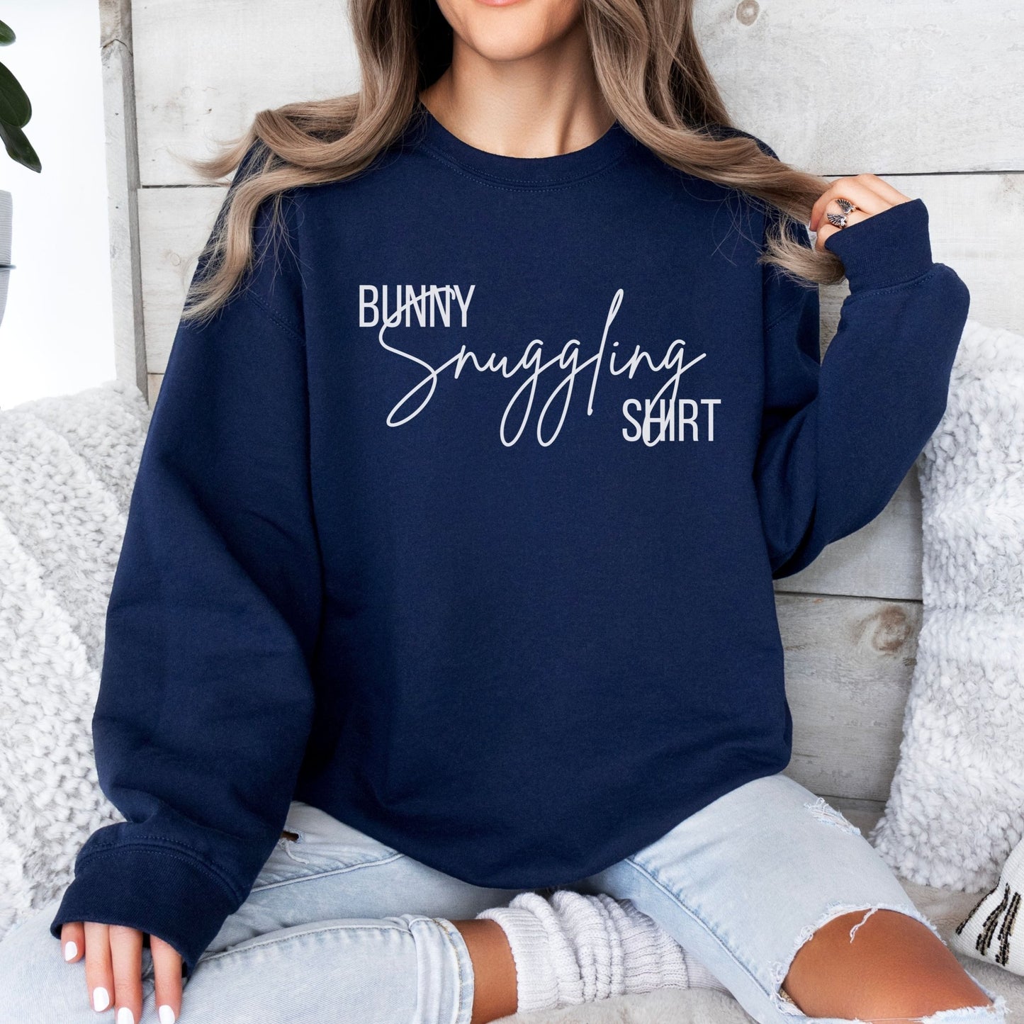 Bunny Snuggling Shirt Unisex Sweatshirt - Chester & Co.