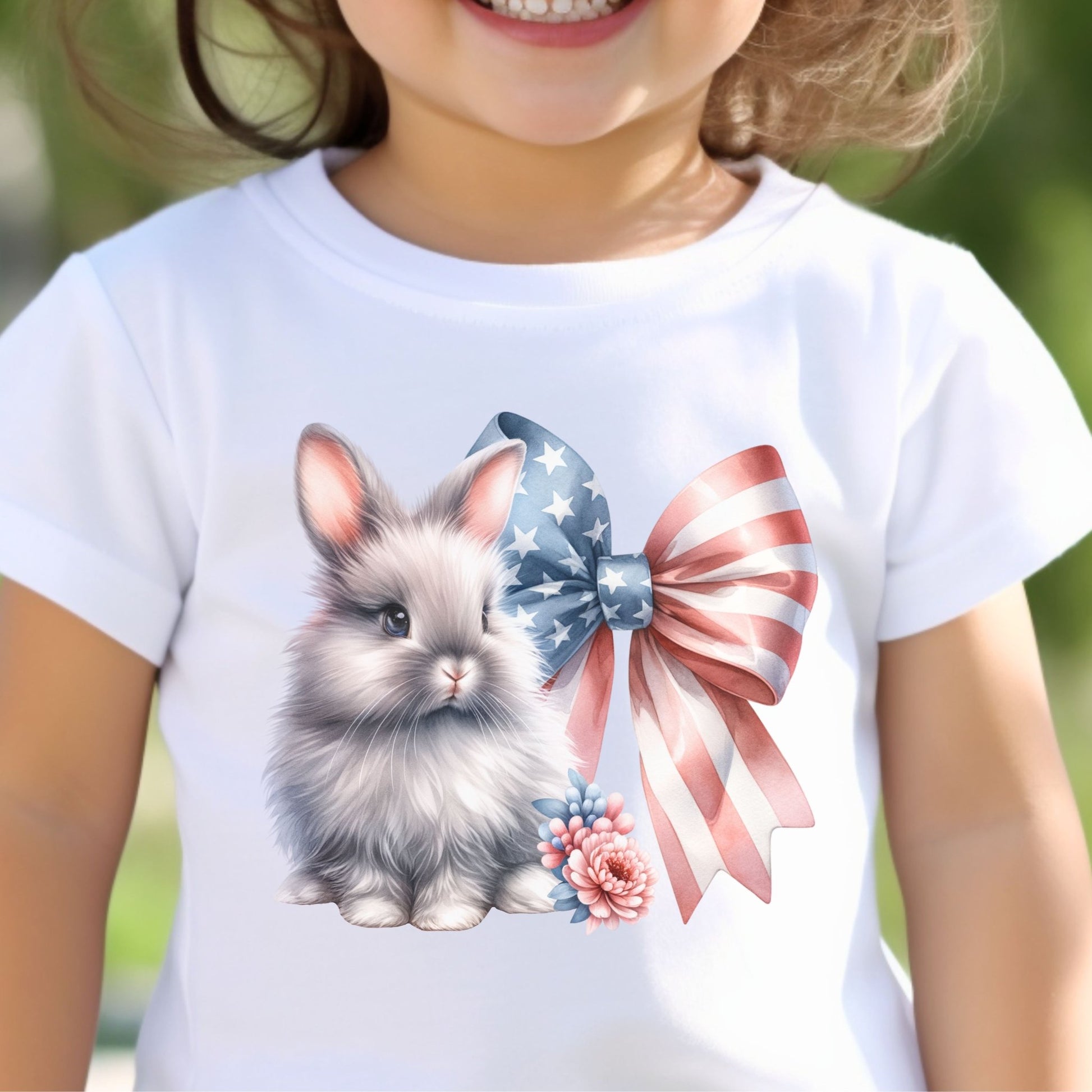 Bunny with Patriotic Bow Toddler Short Sleeve Tee - Chester & Co.