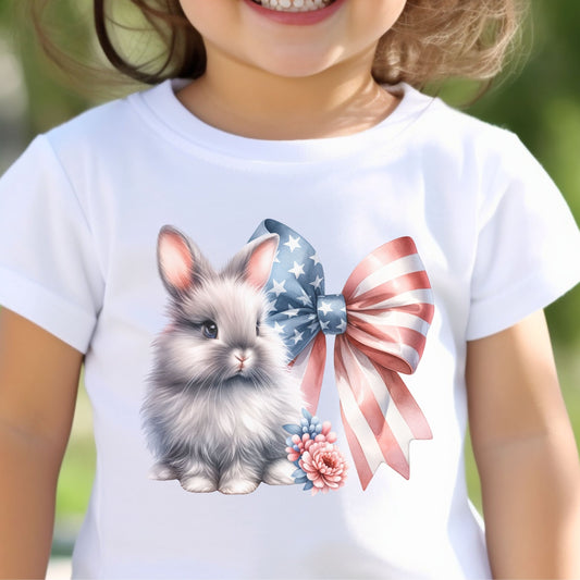Bunny with Patriotic Bow Toddler Short Sleeve Tee - Chester & Co.