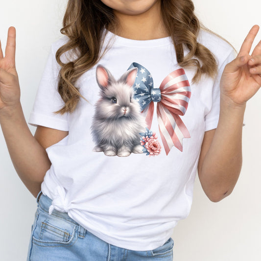 Bunny with Patriotic Bow Youth Short Sleeve T-Shirt - Chester & Co.