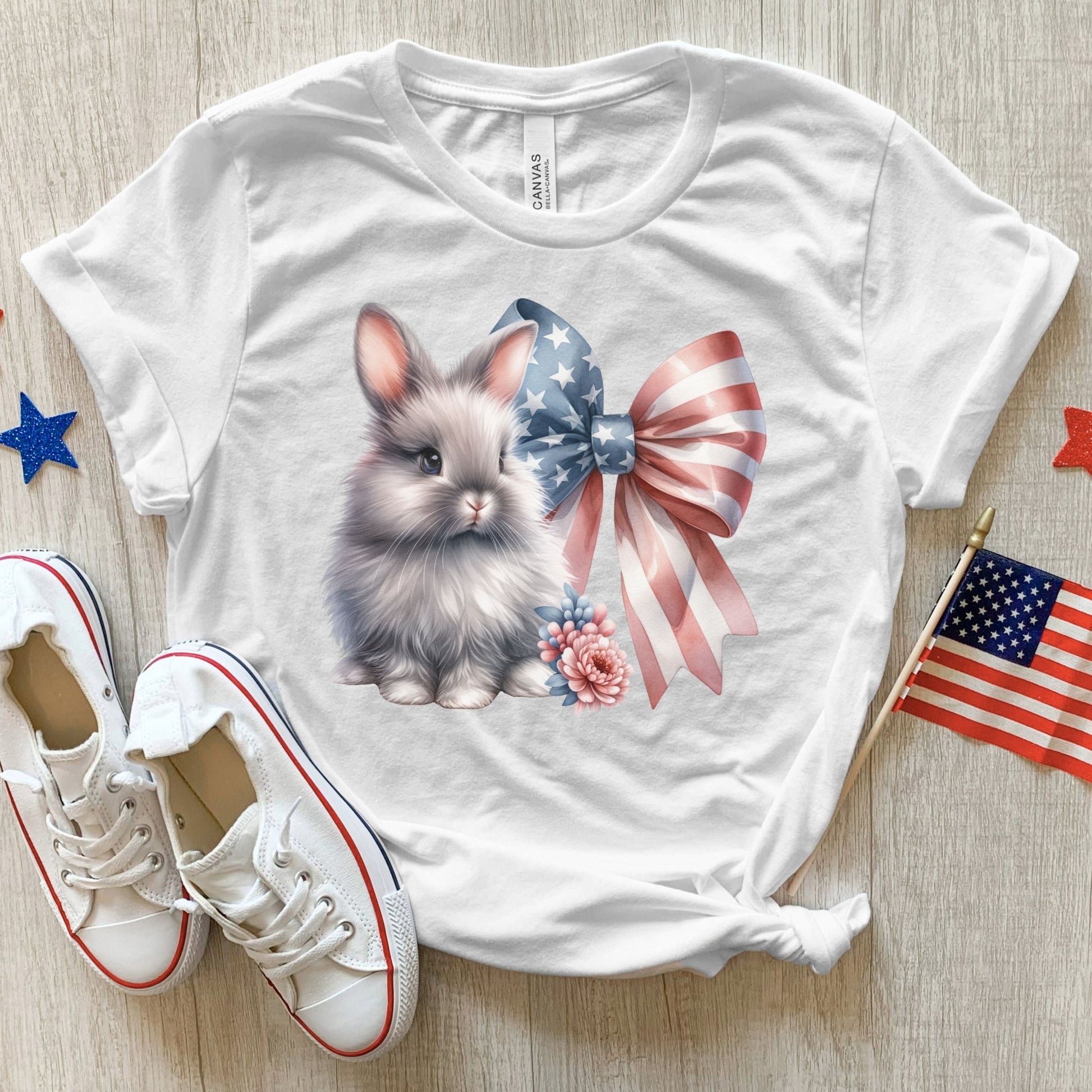 Bunny with Patriotic Bow Youth Short Sleeve T-Shirt - Chester & Co.