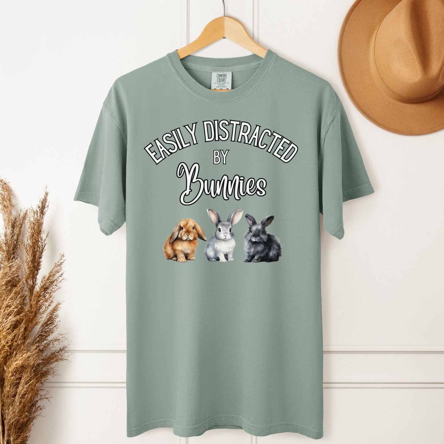 Easily Distracted by Bunnies Unisex Garment - dyed Heavyweight T-Shirt - Chester & Co.