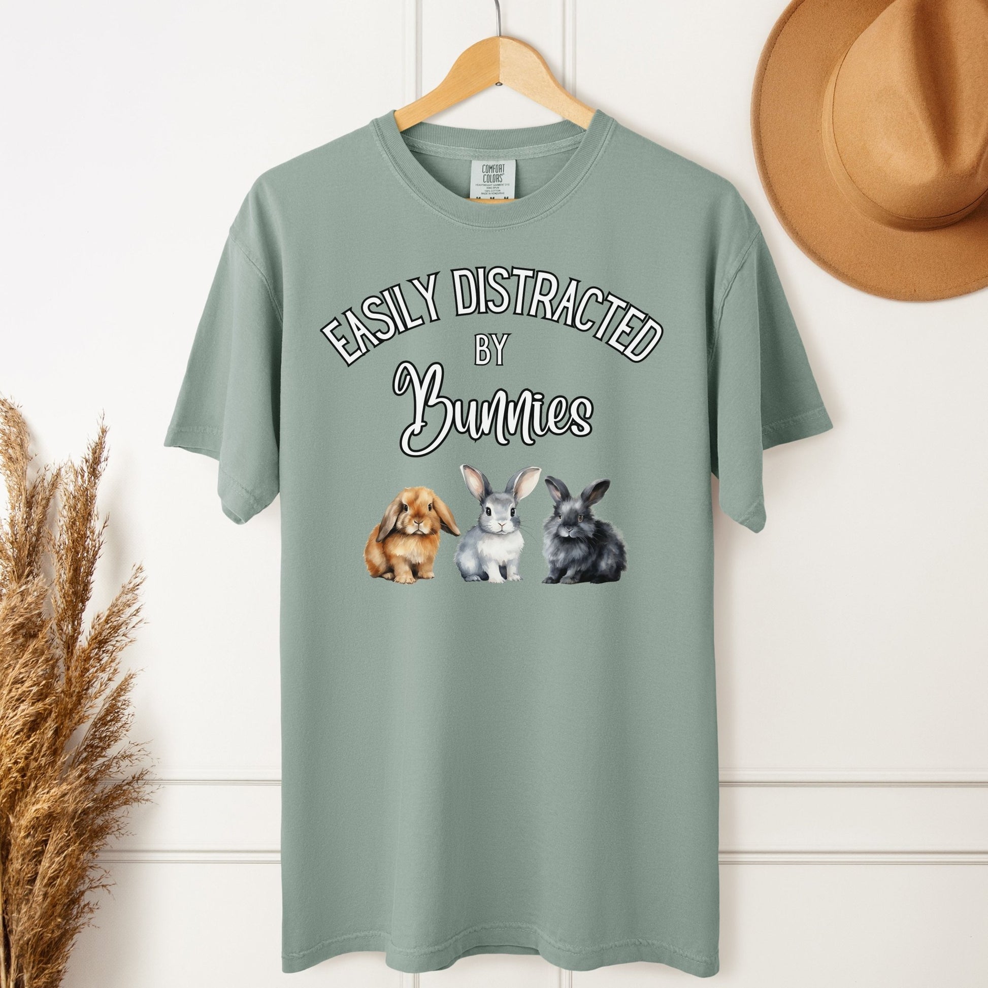 Easily Distracted by Bunnies Unisex Garment - dyed Heavyweight T-Shirt - Chester & Co.