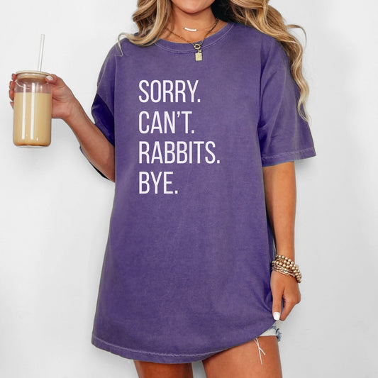 Sorry Can't Rabbits Bye Unisex Garment - dyed Heavyweight T-Shirt - Chester & Co.