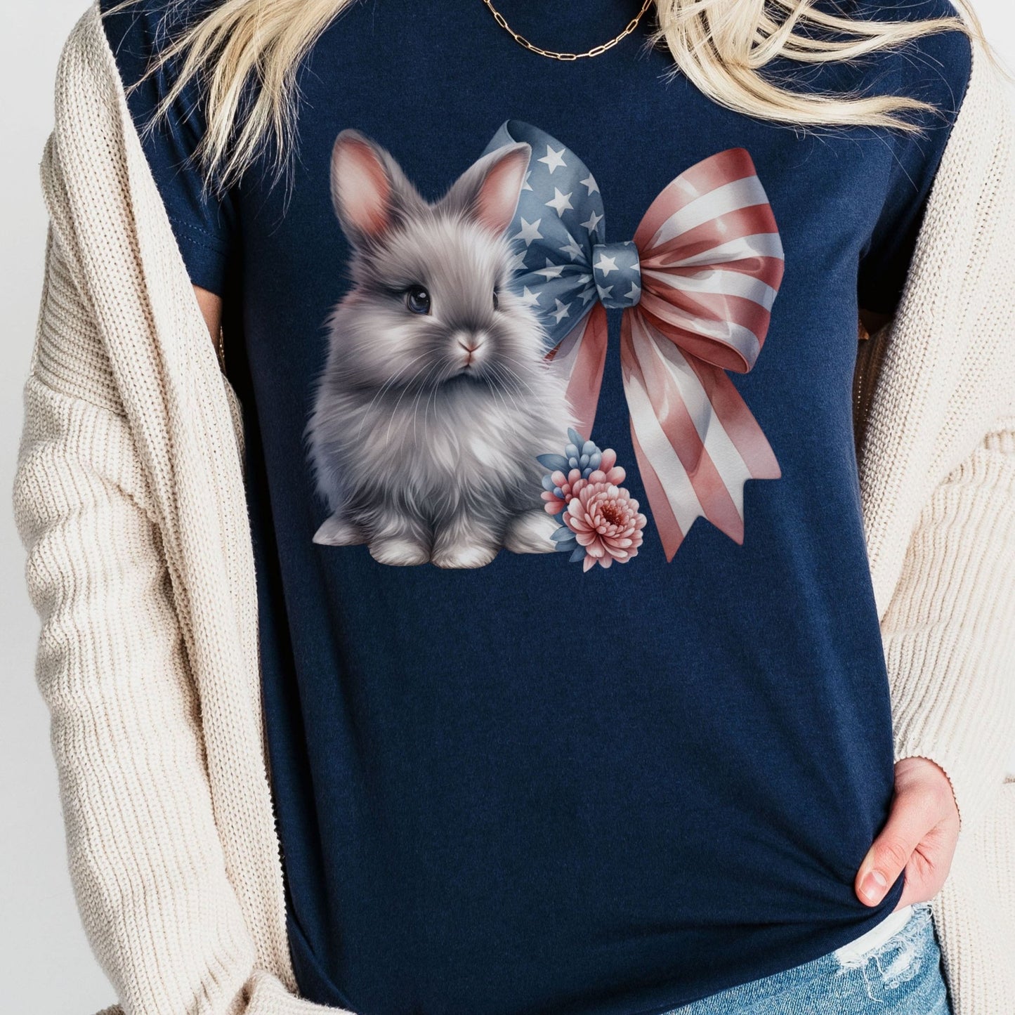 Bunny With Patriotic Bow Unisex T-Shirt - Chester & Co.