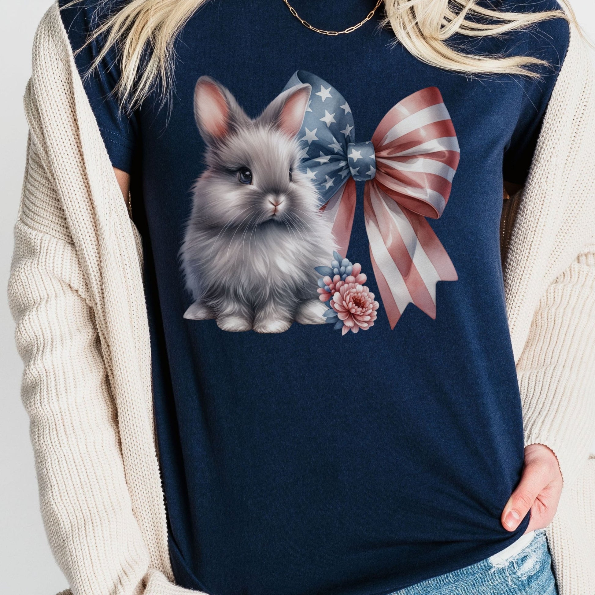 Bunny With Patriotic Bow Unisex T-Shirt - Chester & Co.