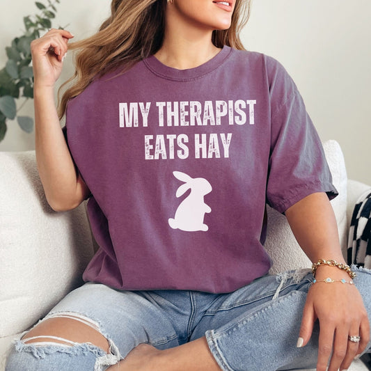 My Therapist Eats Hay Unisex Garment - dyed Heavyweight T Shirt - Chester & Co.