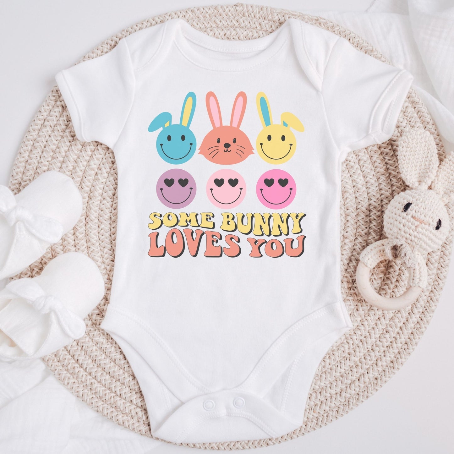 Some Bunny Loves You Baby Short Sleeve One Piece - Chester & Co.