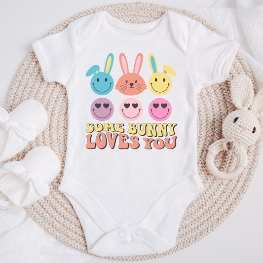 Some Bunny Loves You Baby Short Sleeve One Piece - Chester & Co.