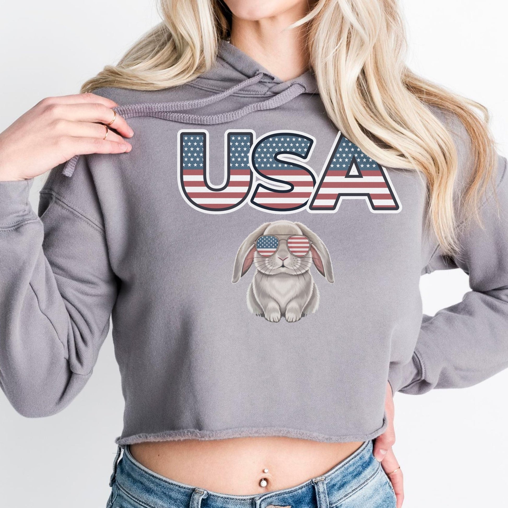 USA Rabbit Crop Hoodie - Chester & Co.