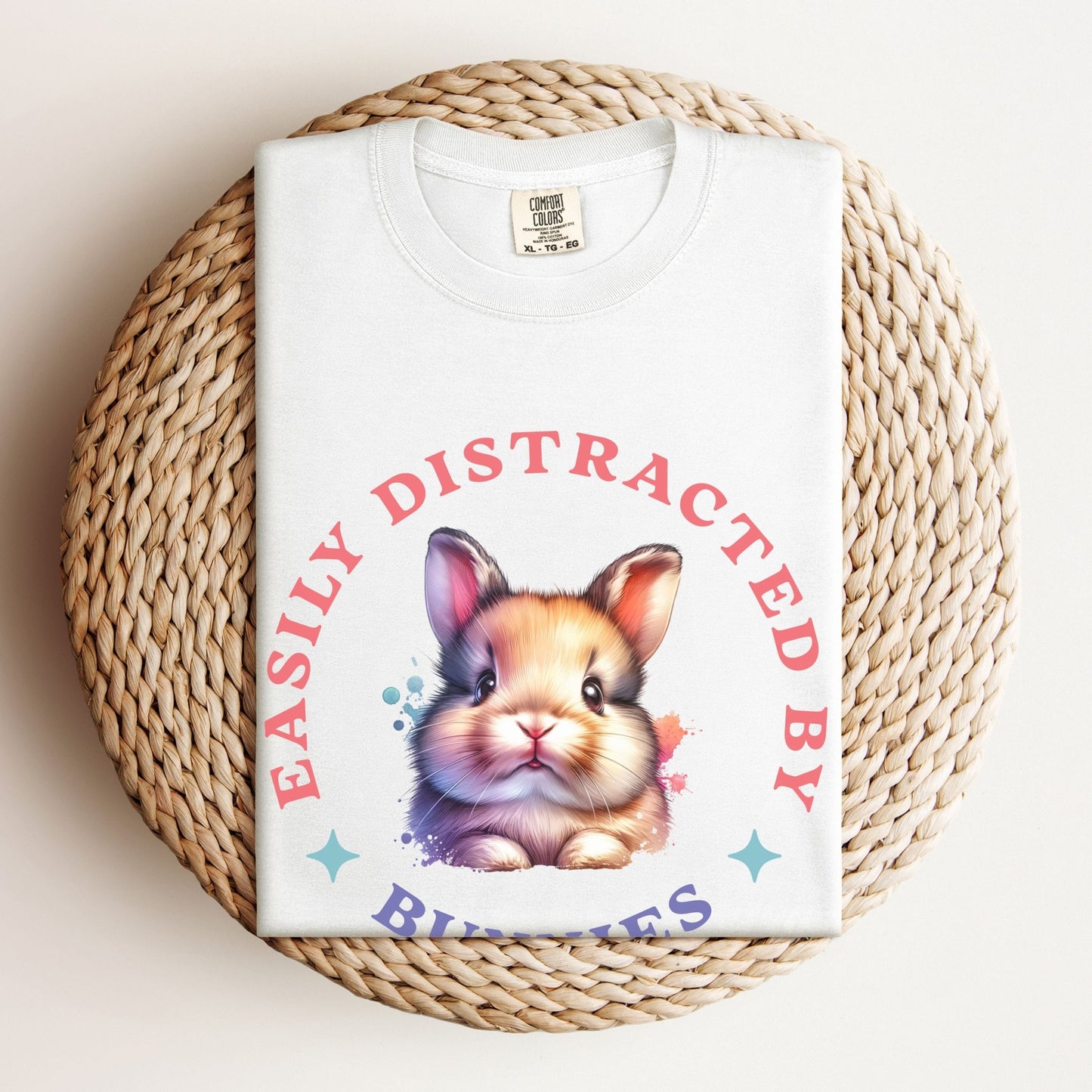 Easily Distracted By Bunnies 3 Unisex Garment - dyed Heavyweight T-Shirt - Chester & Co.