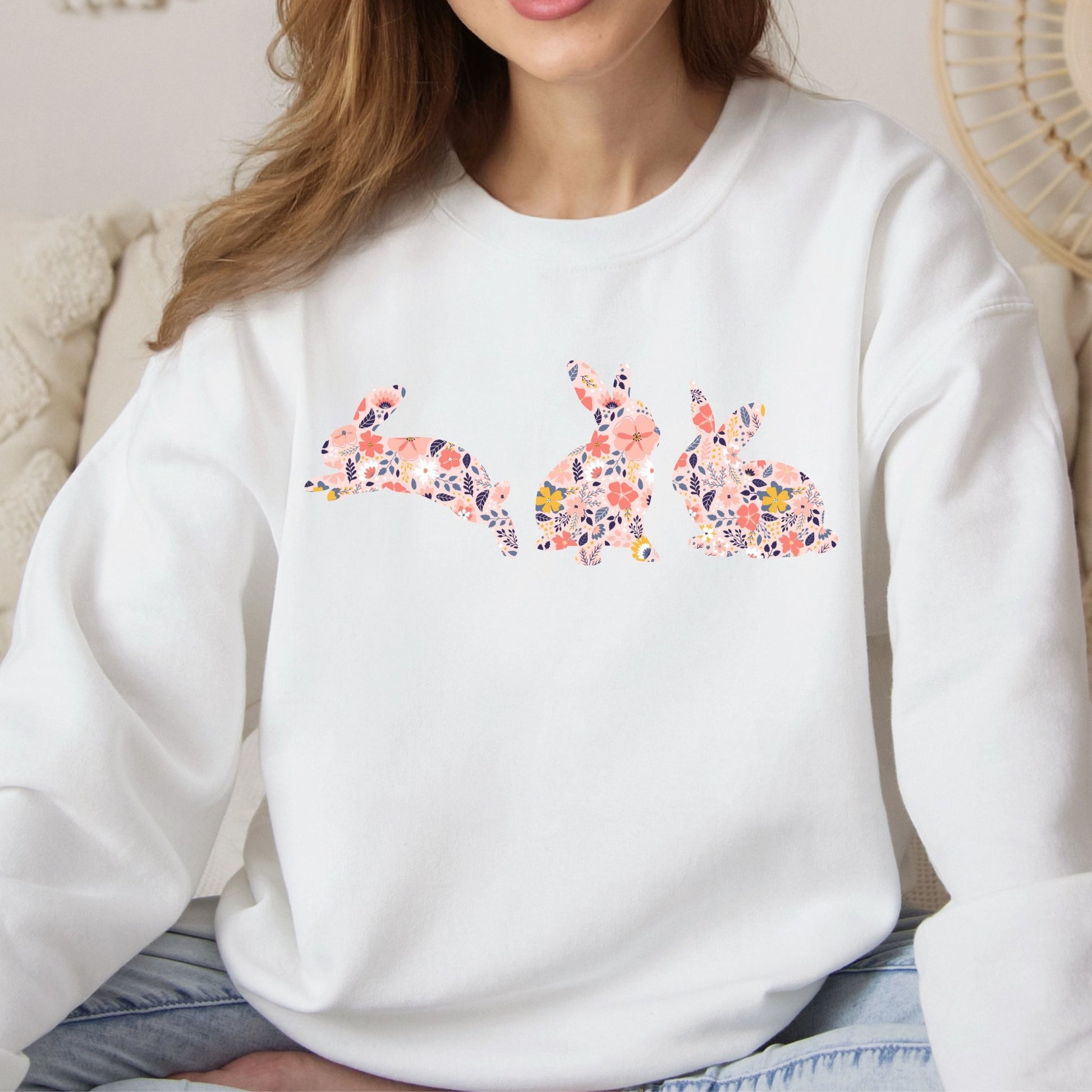 Floral Rabbit Silhouettes Sweatshirt - Chester & Co.