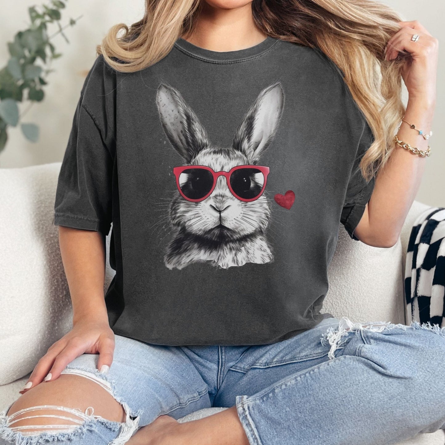 Rabbit Love Unisex Garment - dyed Heavyweight T-Shirt - Chester & Co.