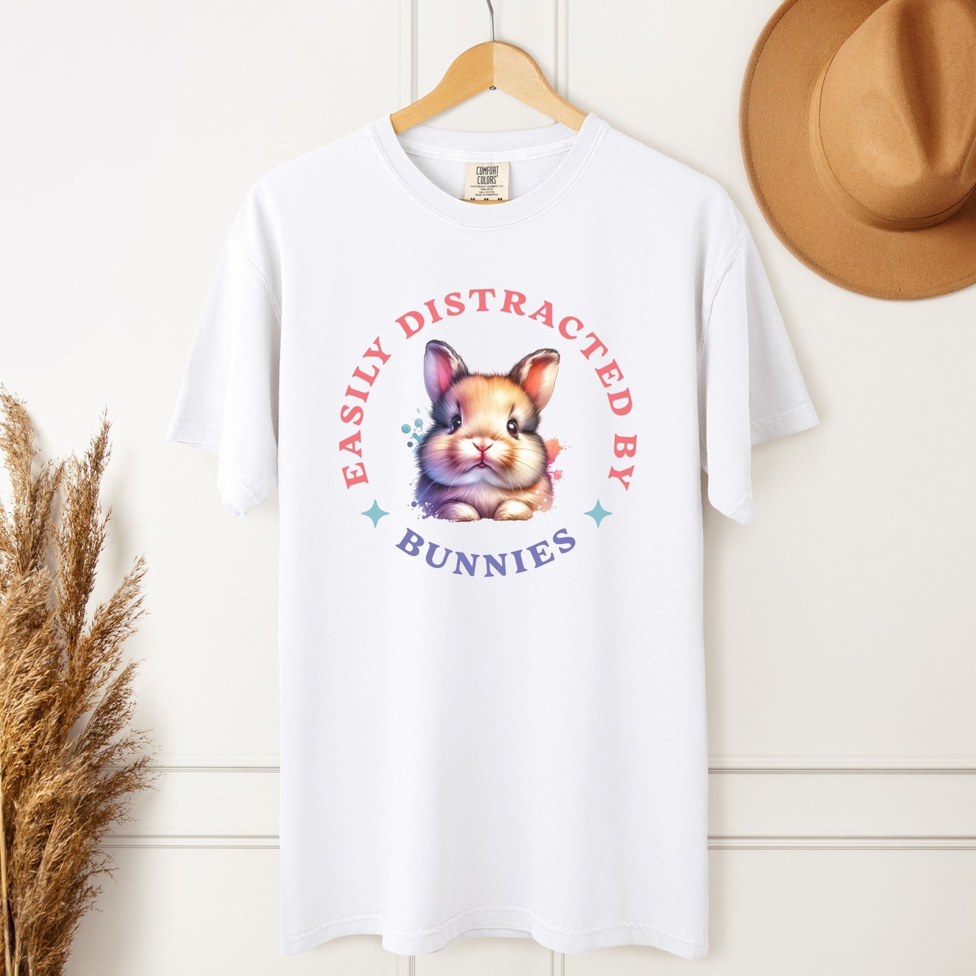 Easily Distracted By Bunnies 3 Unisex Garment - dyed Heavyweight T-Shirt - Chester & Co.