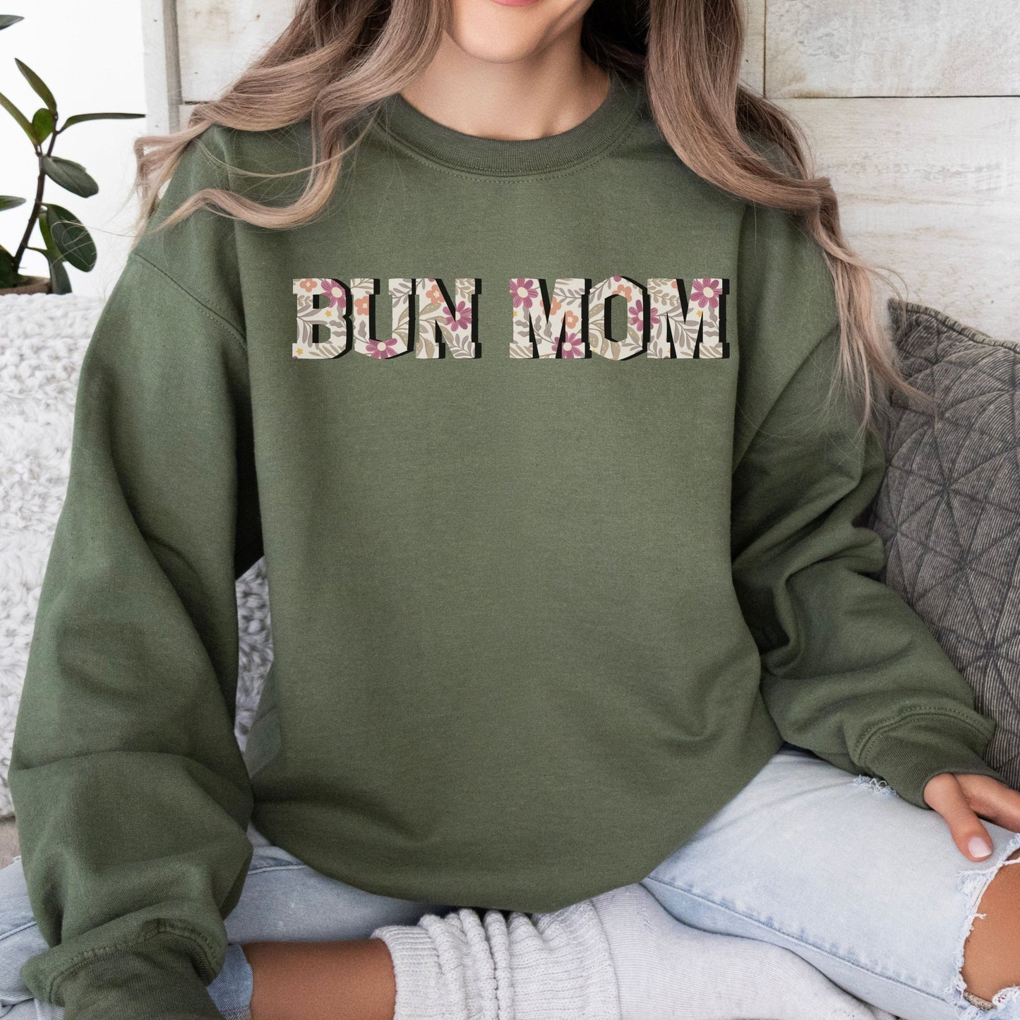 Floral Bun Mom Sweatshirt - Chester & Co.