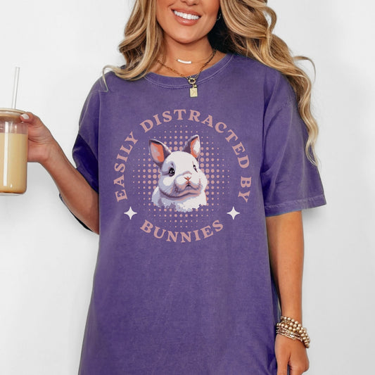 Easily Distracted by Bunnies Unisex Garment - dyed Heavyweight T-Shirt 2 - Chester & Co.