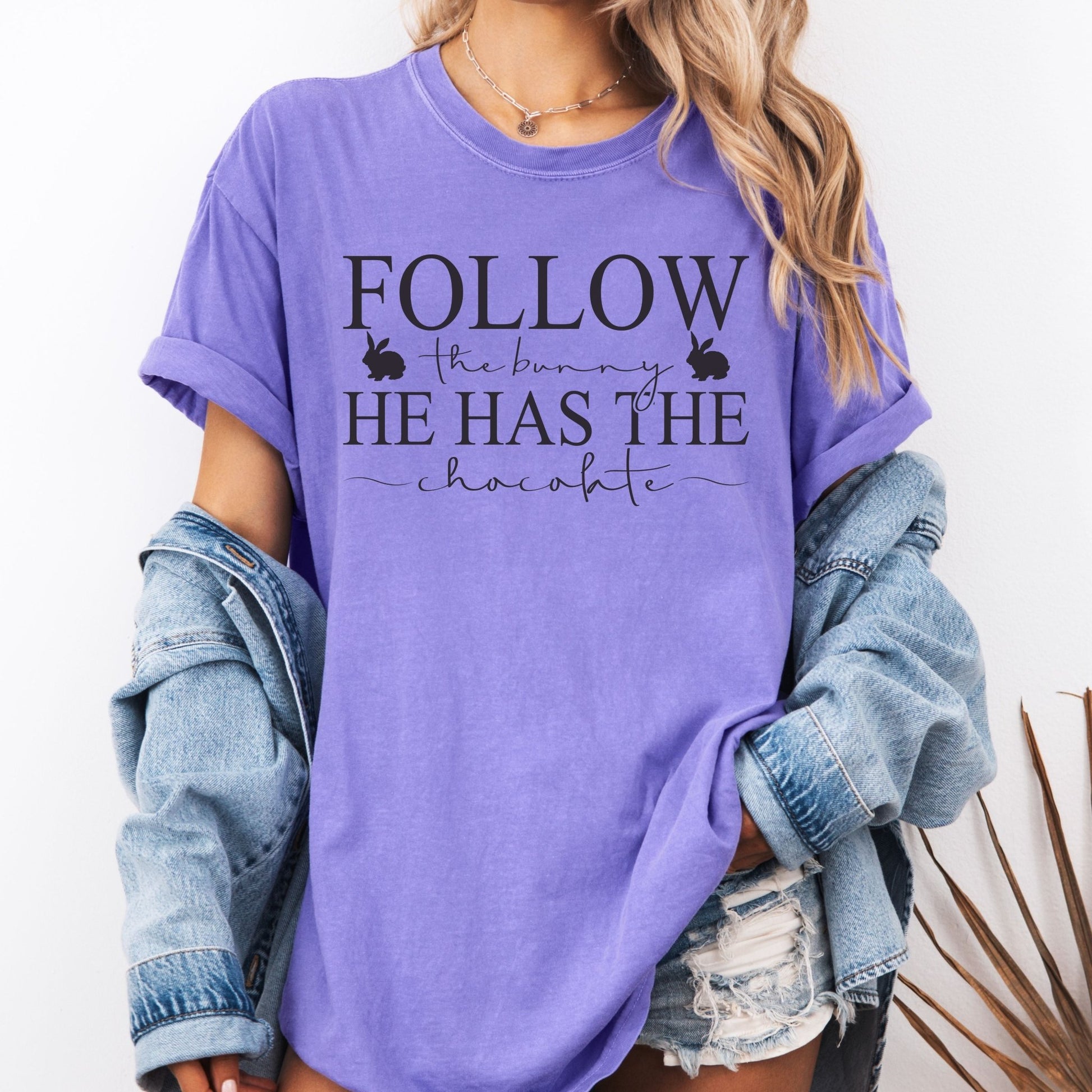 Follow the Bunny Unisex Garment - dyed Heavyweight T-Shirt - Chester & Co.