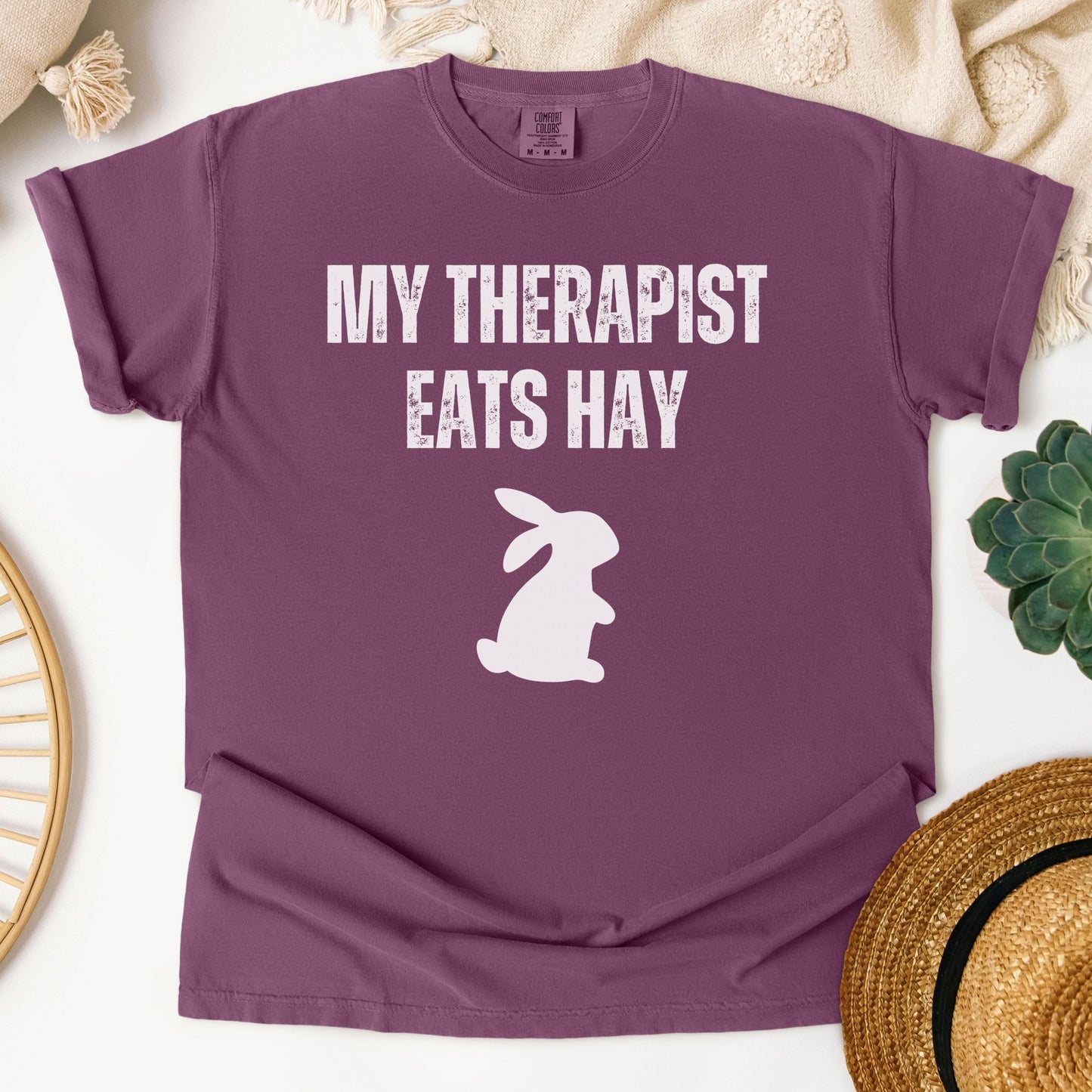 My Therapist Eats Hay Unisex Garment - dyed Heavyweight T Shirt - Chester & Co.