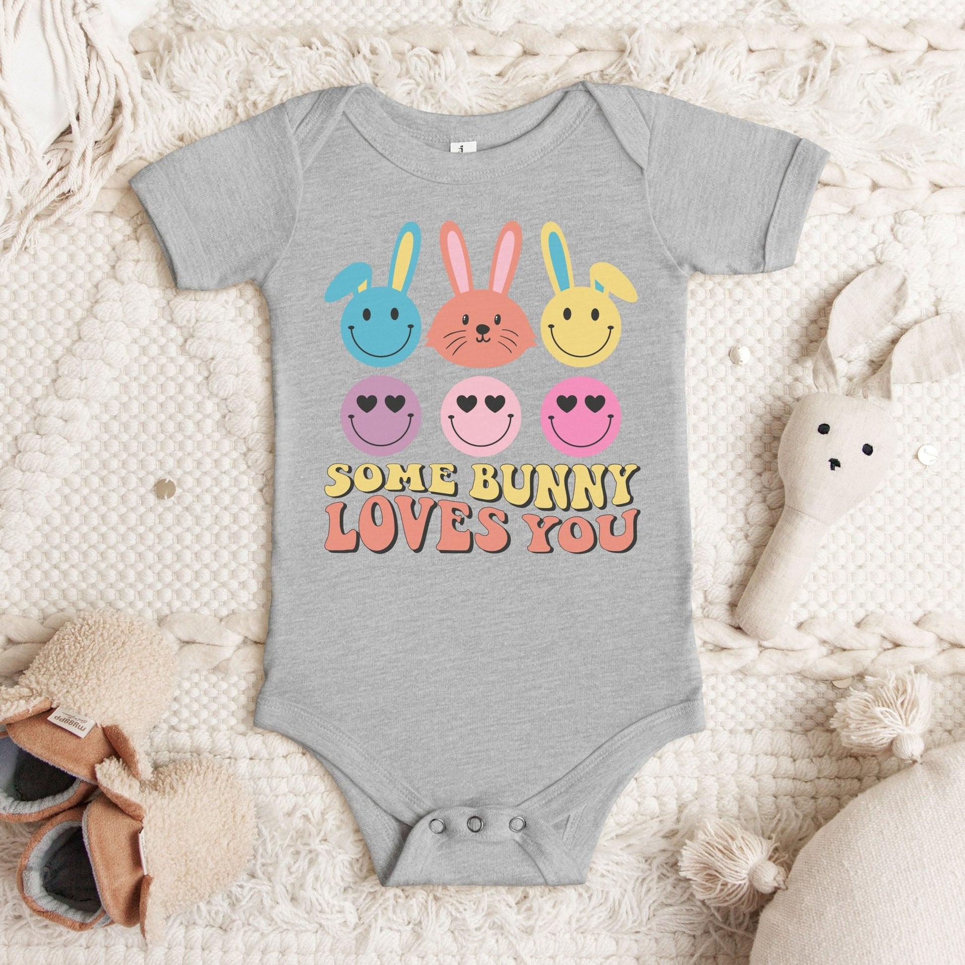 Some Bunny Loves You Baby Short Sleeve One Piece - Chester & Co.