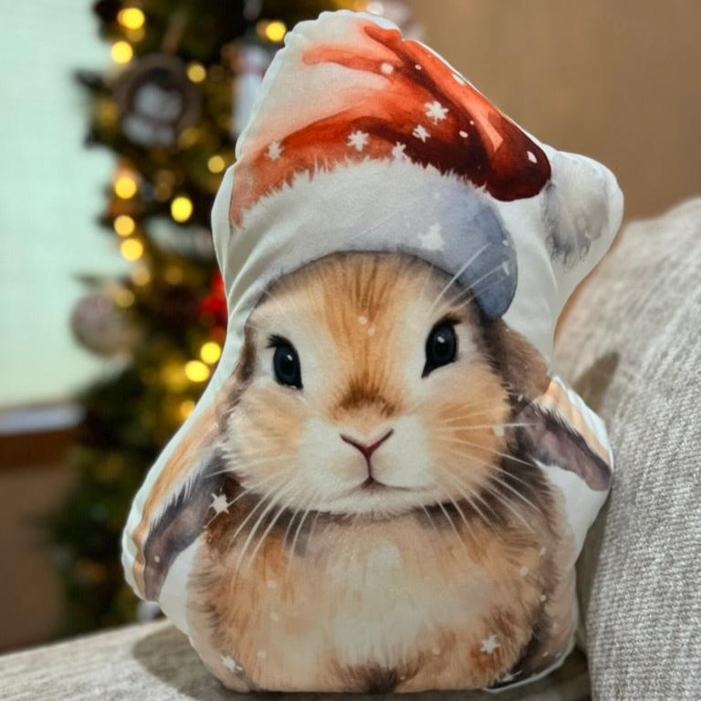 Santa Bunny Shaped Christmas Pillow - Chester & Co.