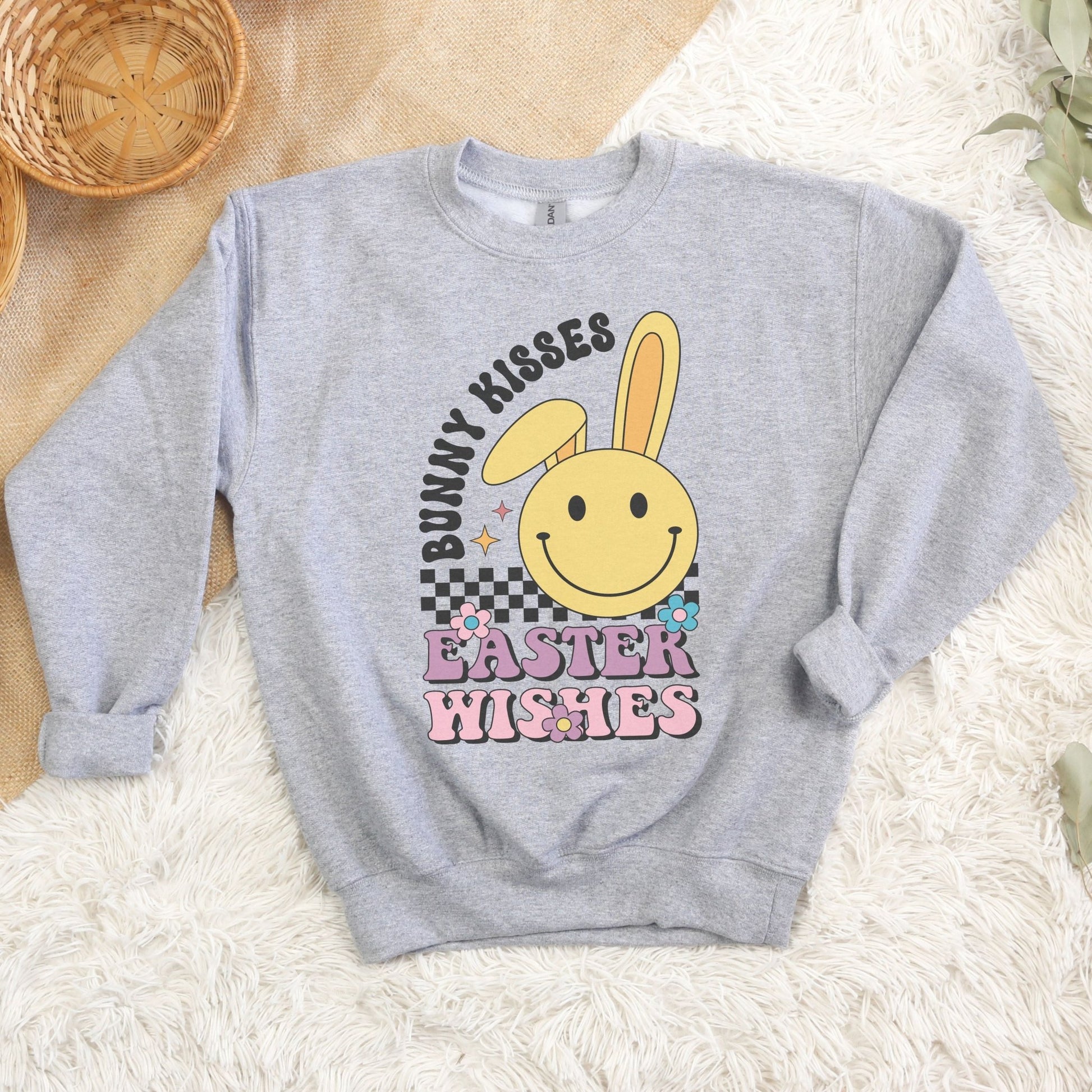 Bunny Kisses, Easter Wishes Youth Crewneck Sweatshirt - Chester & Co.