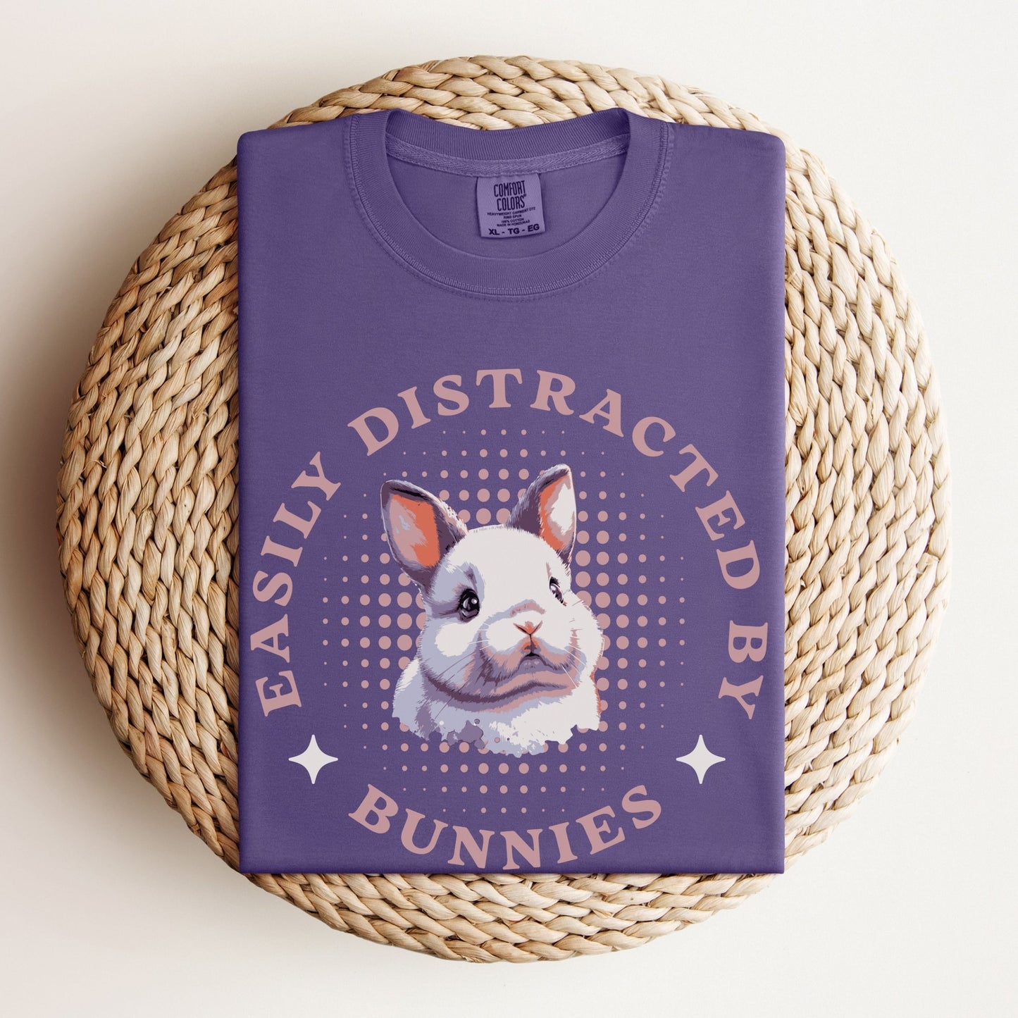 Easily Distracted by Bunnies Unisex Garment - dyed Heavyweight T-Shirt 2 - Chester & Co.