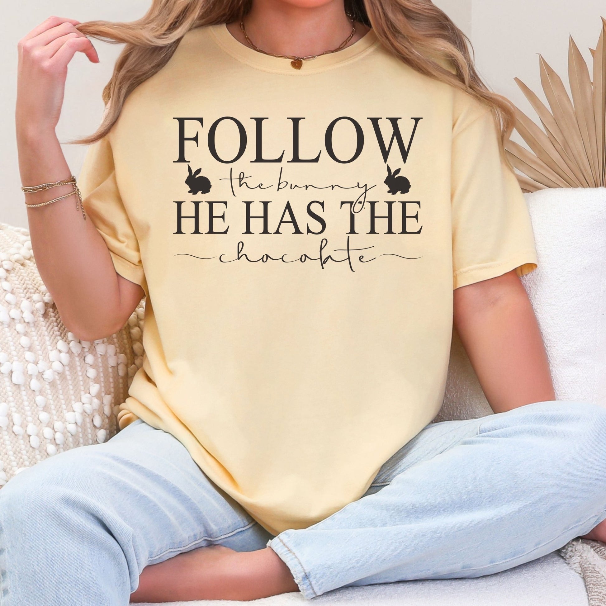 Follow the Bunny Unisex Garment - dyed Heavyweight T-Shirt - Chester & Co.