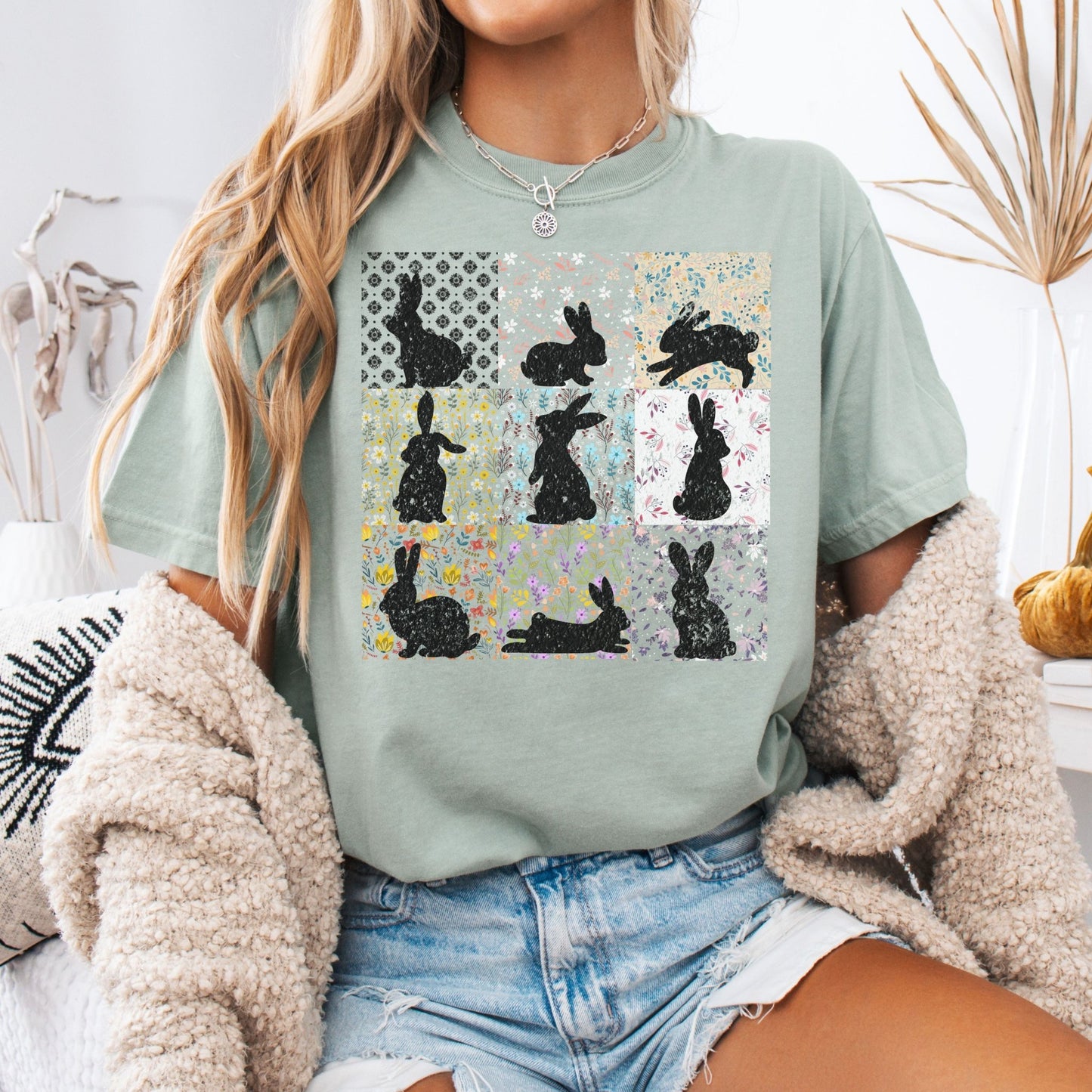 Vintage Floral Silhouettes Unisex Garment - dyed Heavyweight T-Shirt - Chester & Co.