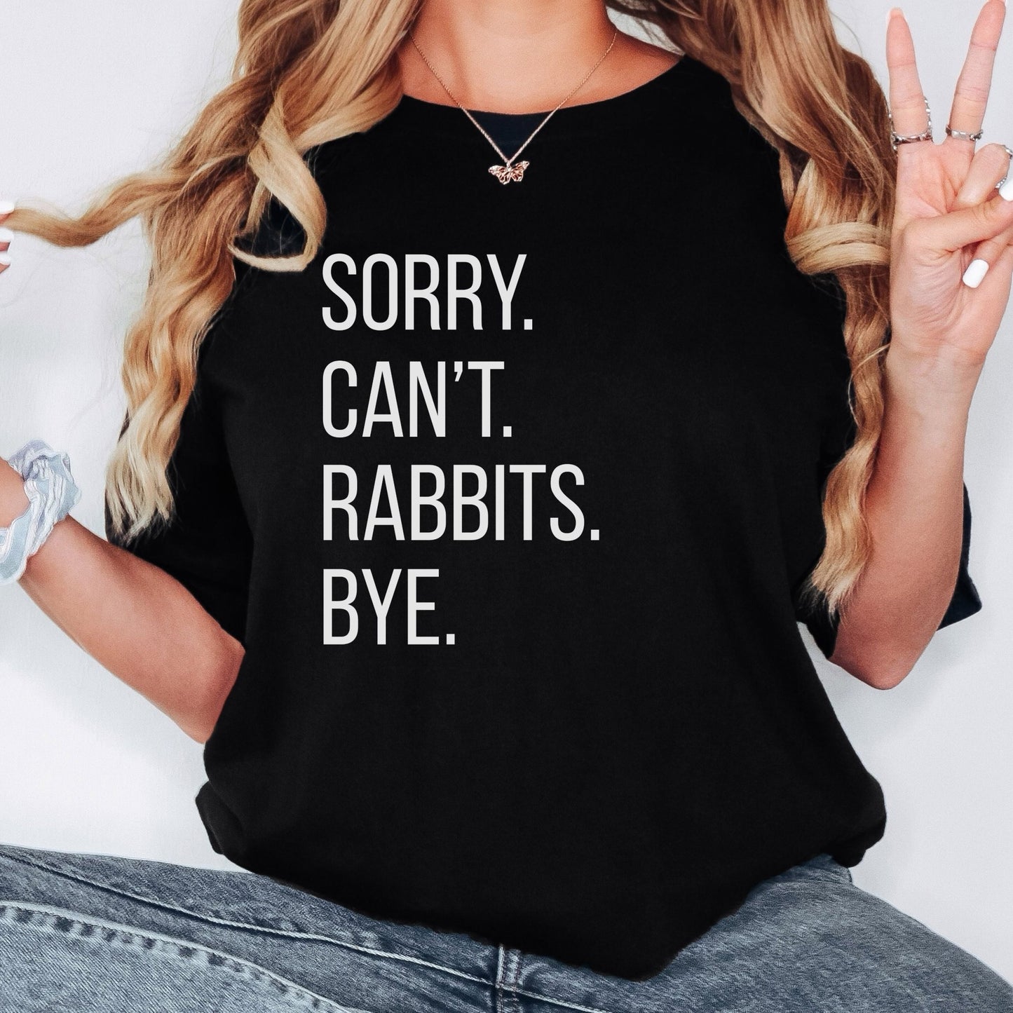 Sorry Can't Rabbits Bye Unisex Garment - dyed Heavyweight T-Shirt - Chester & Co.