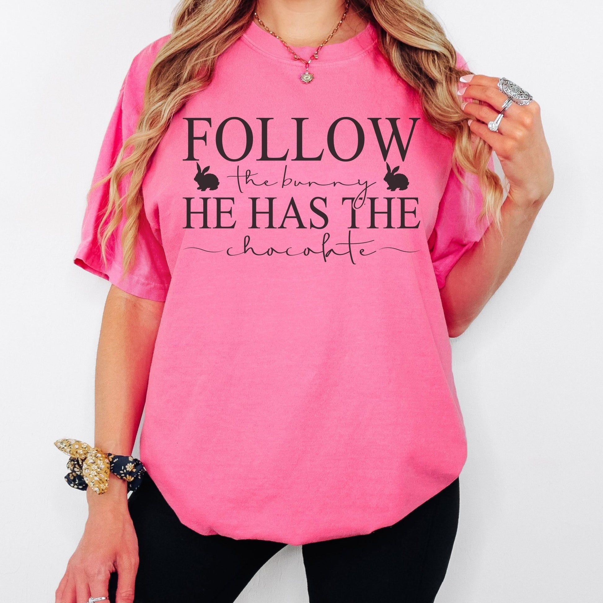 Follow the Bunny Unisex Garment - dyed Heavyweight T-Shirt - Chester & Co.