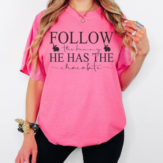 Follow the Bunny Unisex Garment - dyed Heavyweight T-Shirt - Chester & Co.