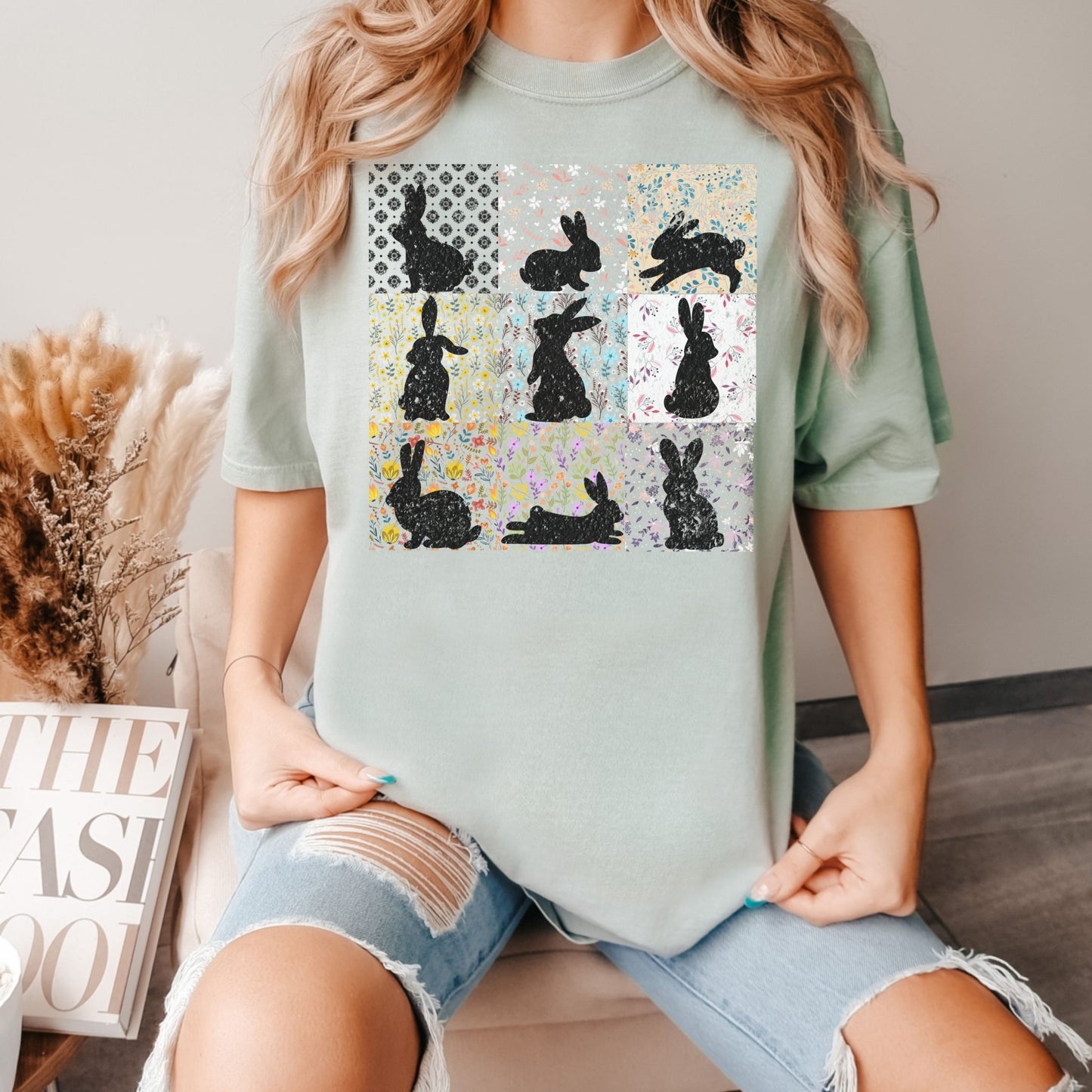 Vintage Floral Silhouettes Unisex Garment - dyed Heavyweight T-Shirt - Chester & Co.