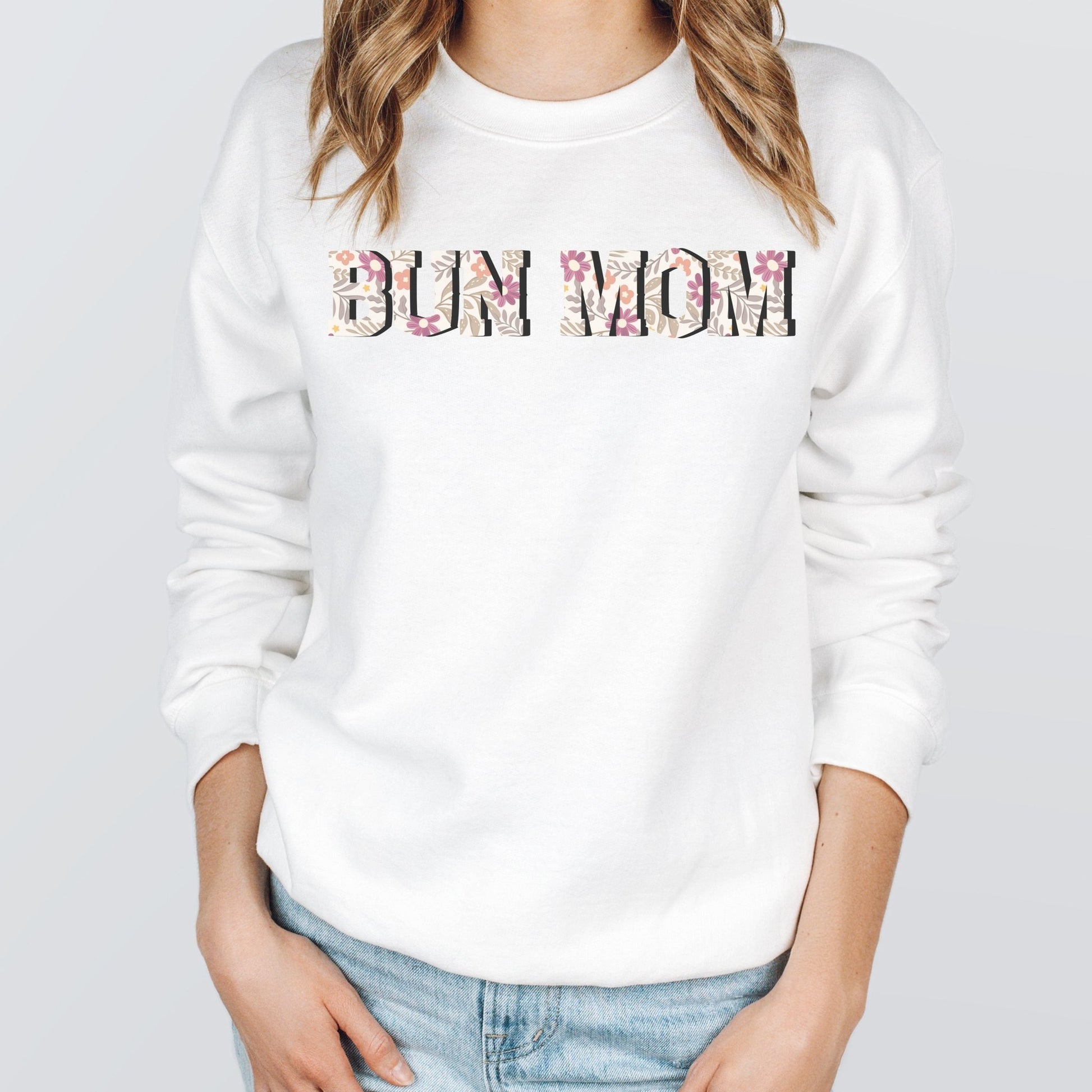 Floral Bun Mom Sweatshirt - Chester & Co.
