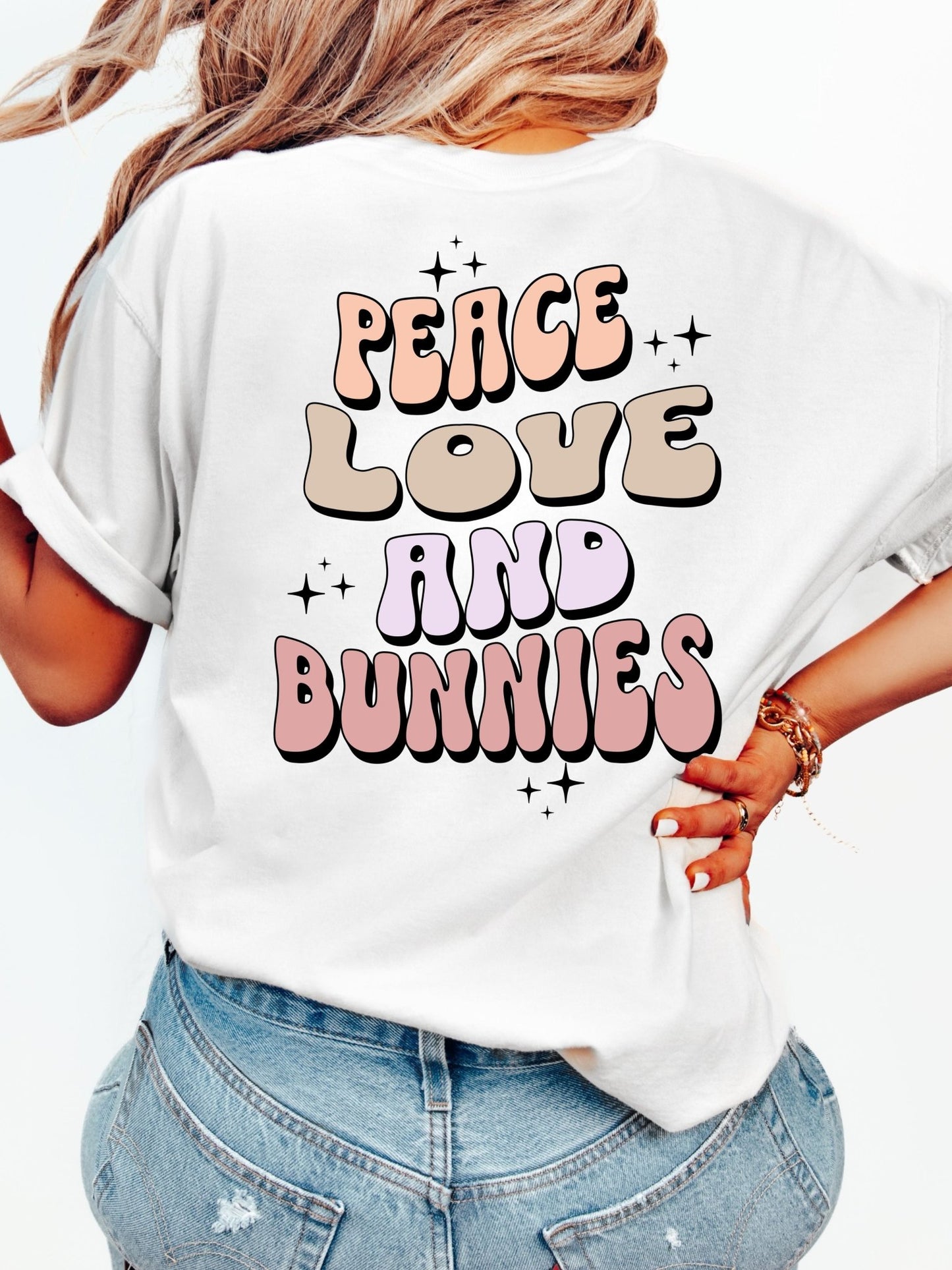 Peace, Love and Bunnies Unisex Garment - Dyed Heavyweight T-Shirt - Chester & Co.