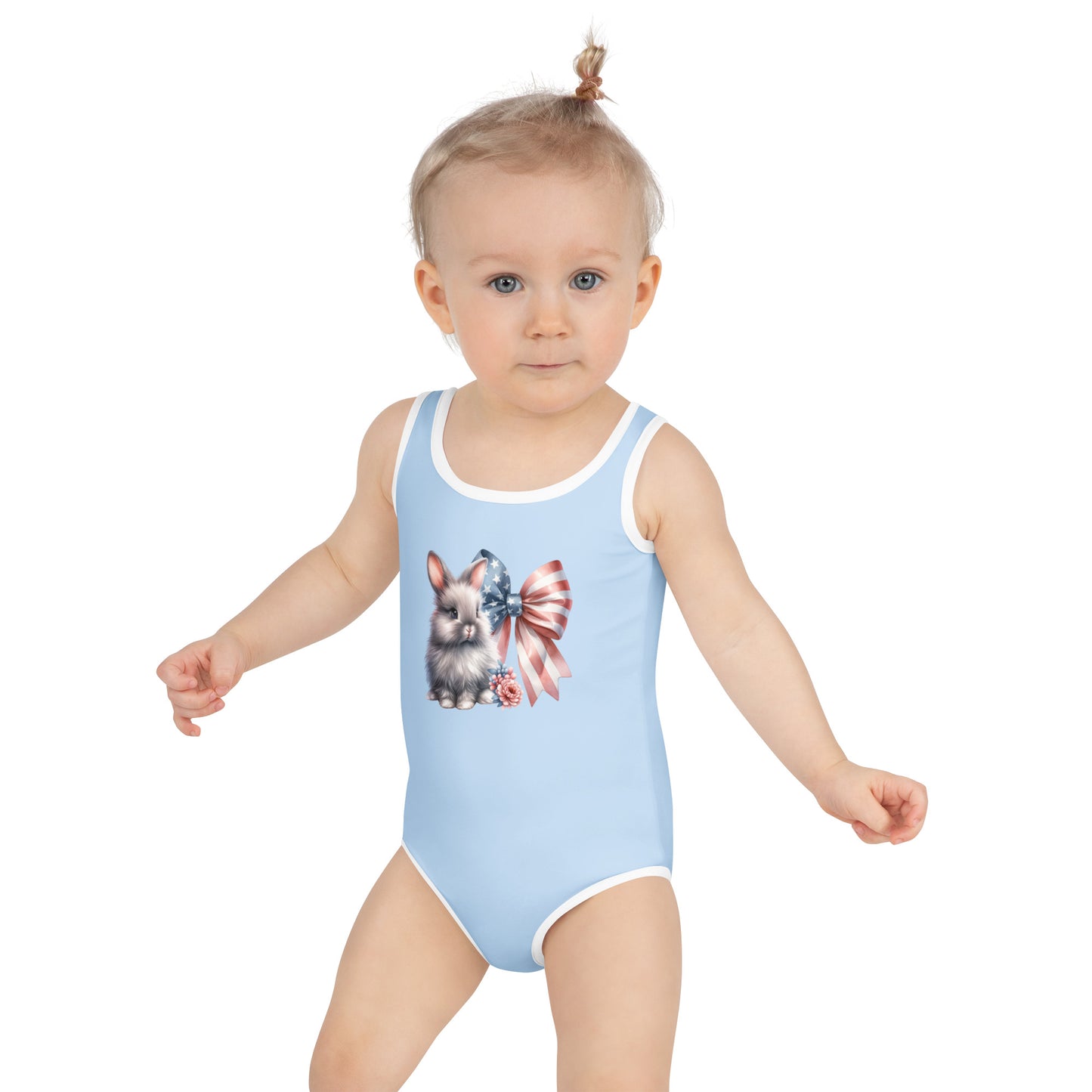 Bunny with Patriotic Bow Kids Swimsuit - Chester & Co.