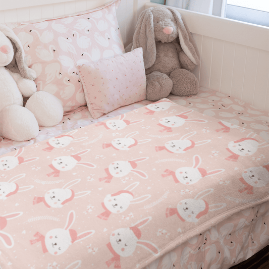 Winter Pink Bunnies Plush Throw Blanket - Chester & Co.