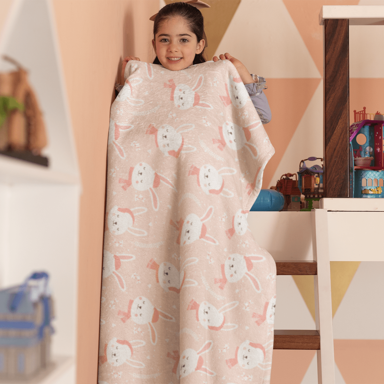 Winter Pink Bunnies Plush Throw Blanket - Chester & Co.