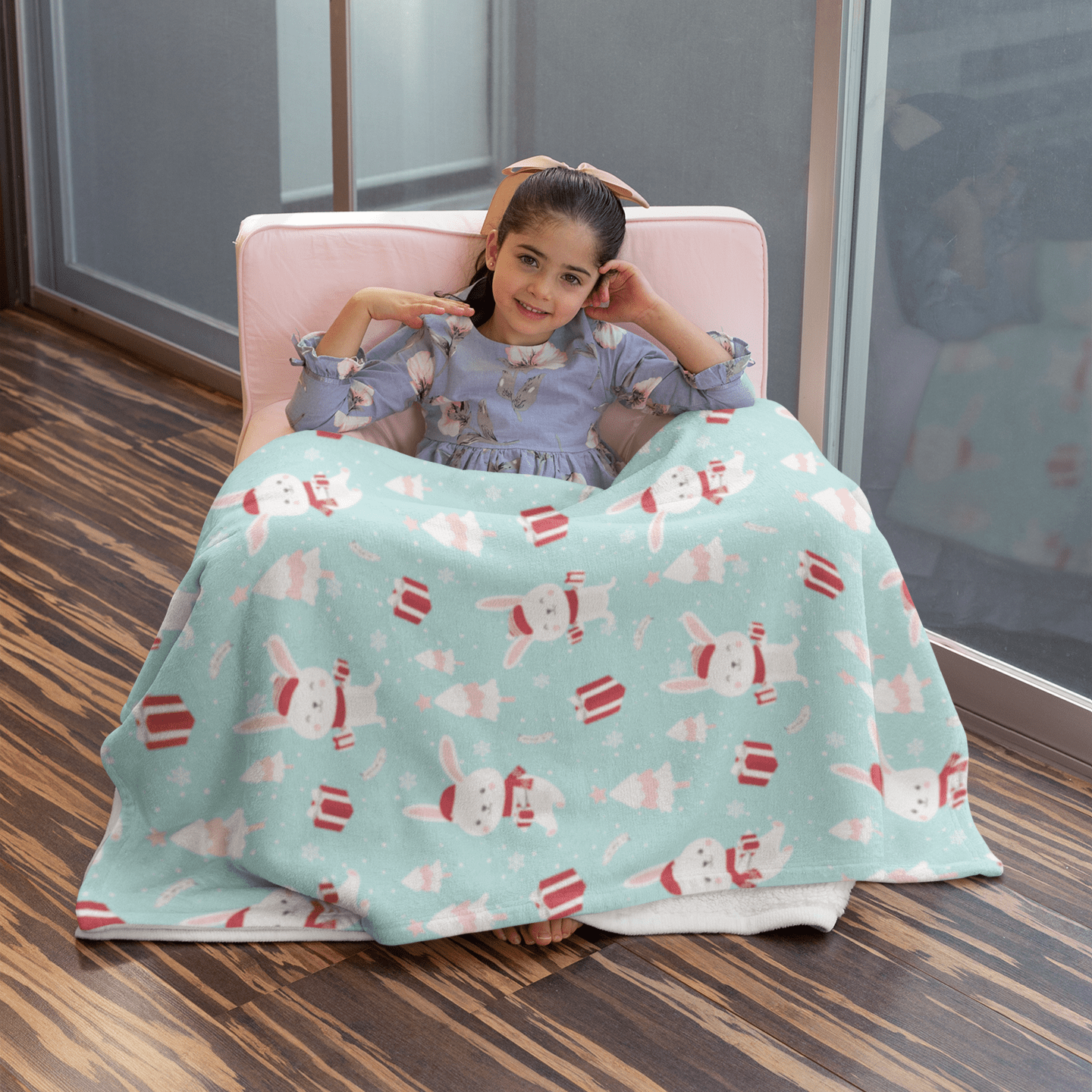 Winter Blue Bunnies Blanket - Chester & Co.