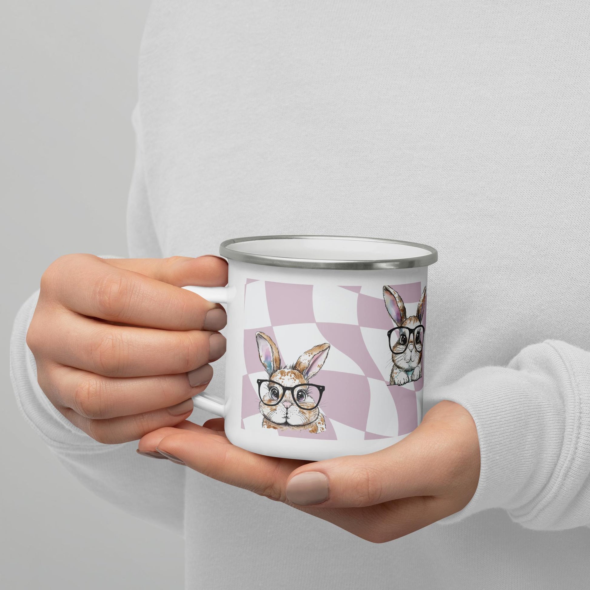 Watercolor Bunnies Enamel Mug - Chester & Co.