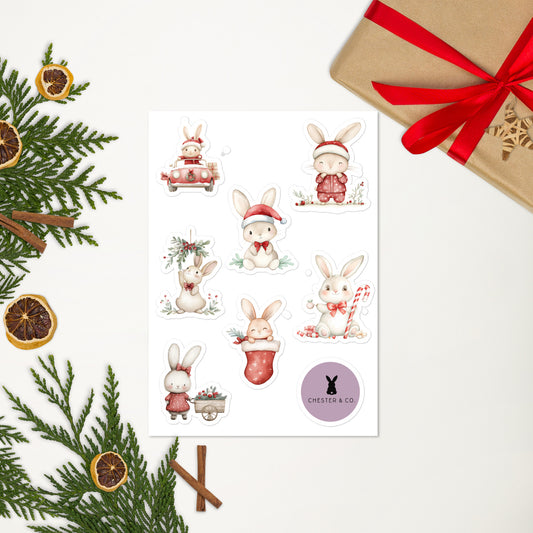 Christmas Blushing Bunnies Sticker Sheet - Chester & Co.