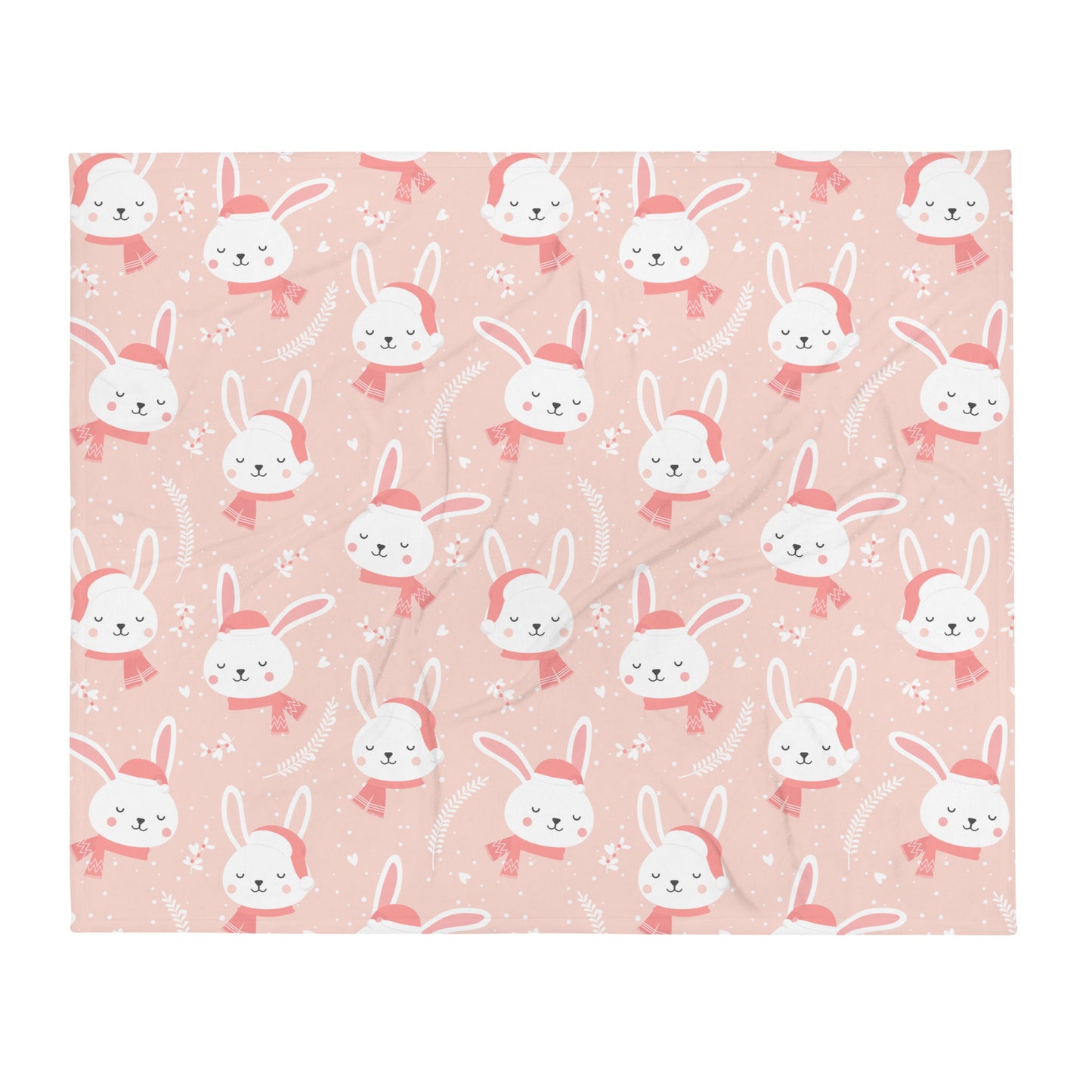 Winter Pink Bunnies Plush Throw Blanket - Chester & Co.