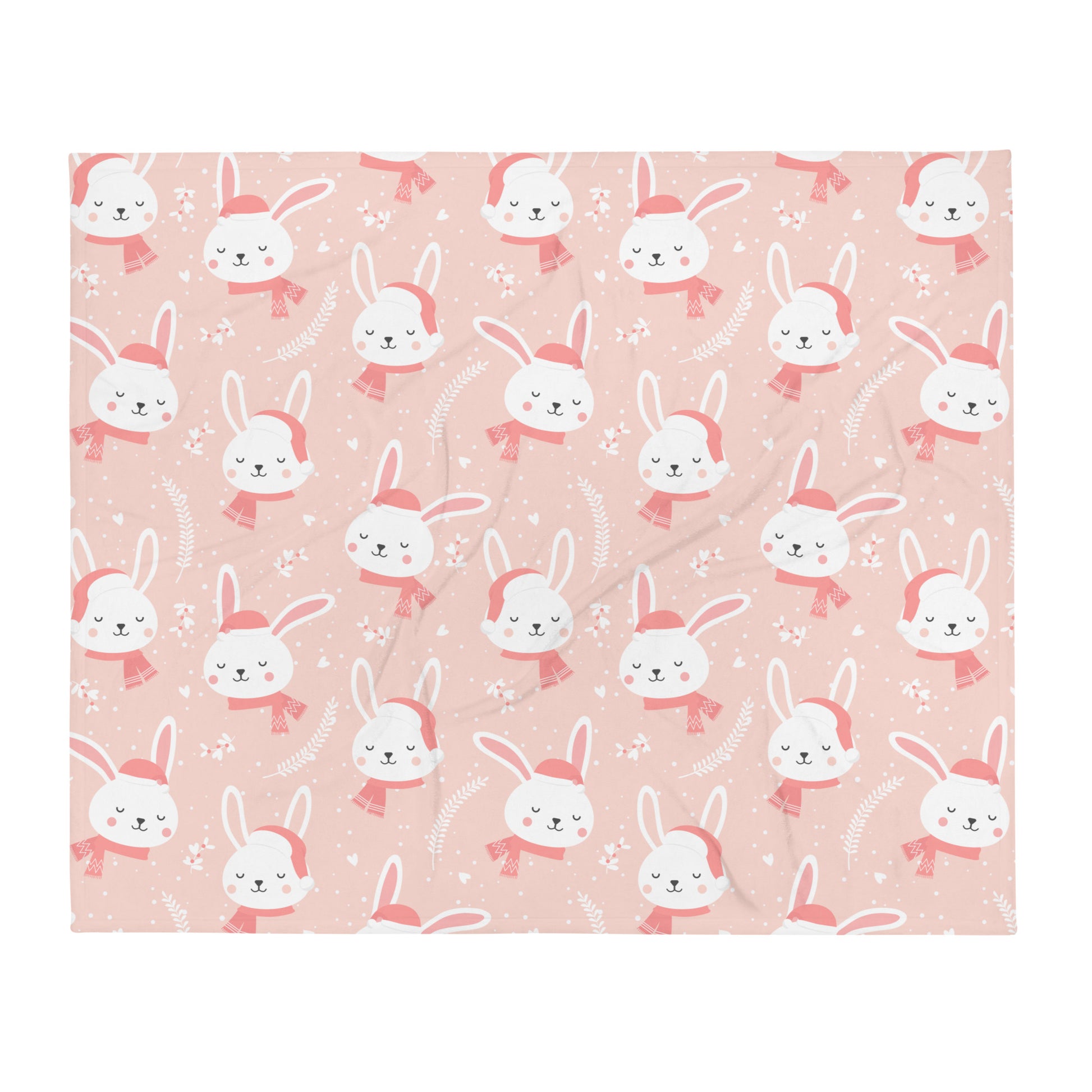 Winter Pink Bunnies Plush Throw Blanket - Chester & Co.