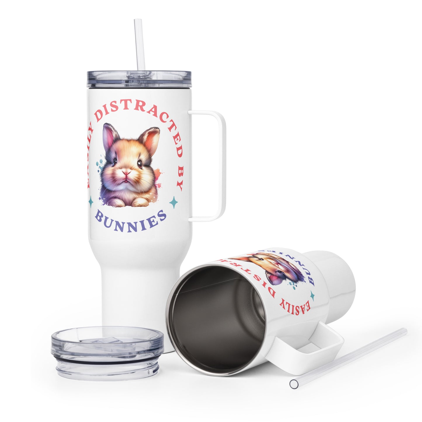 Easily Distracted By Bunnies Travel Mug With A Handle - Chester & Co.