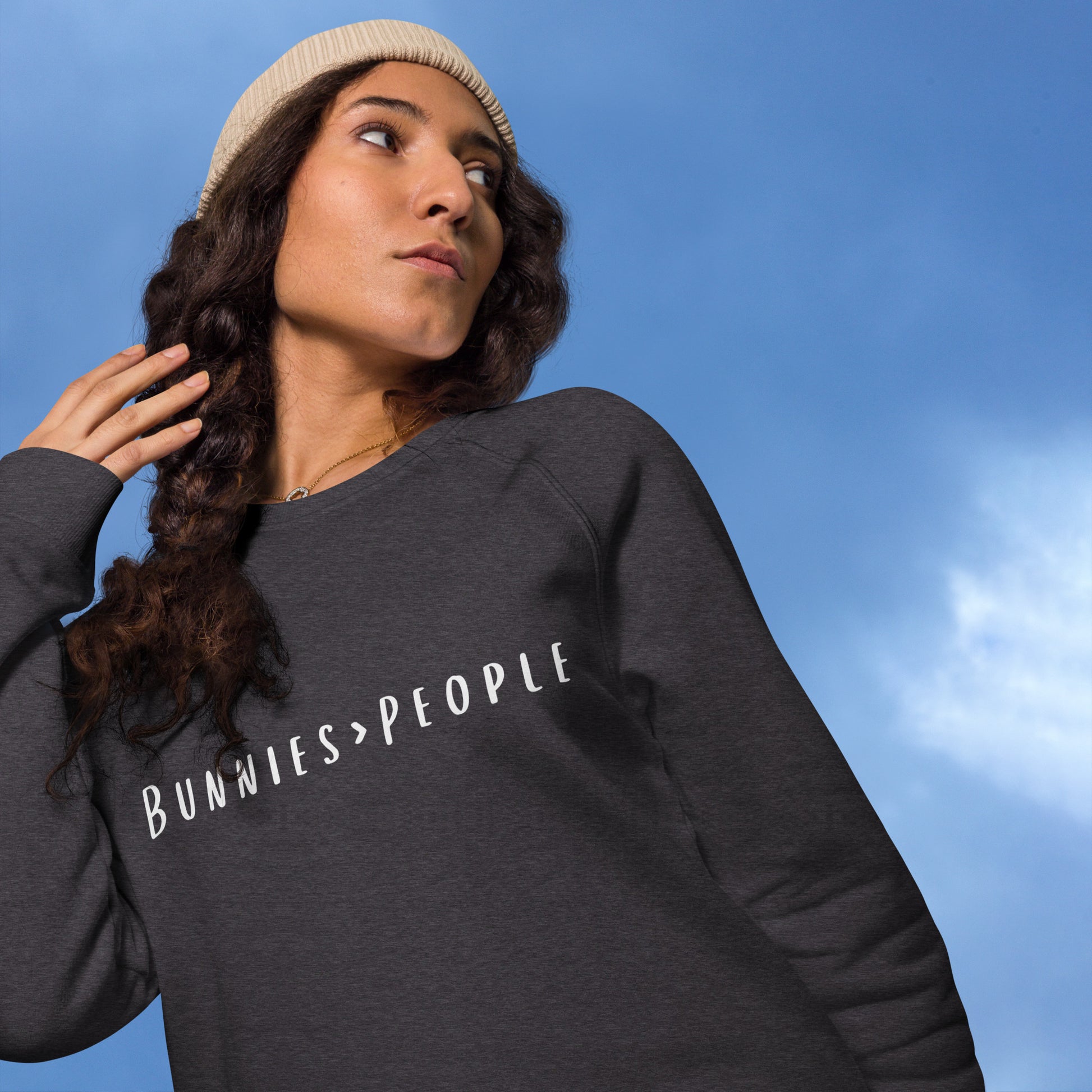 Bunnies > People Unisex Organic Raglan Sweatshirt - Chester & Co.