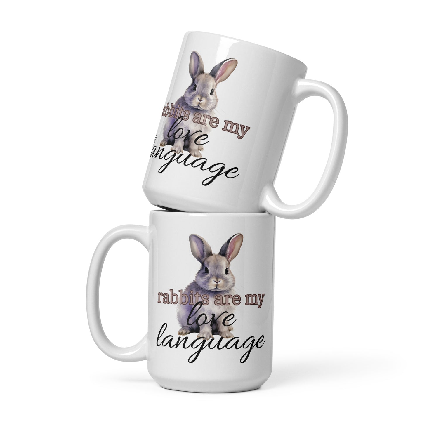 Rabbits Are My Love Language White Glossy Mug - Chester & Co.