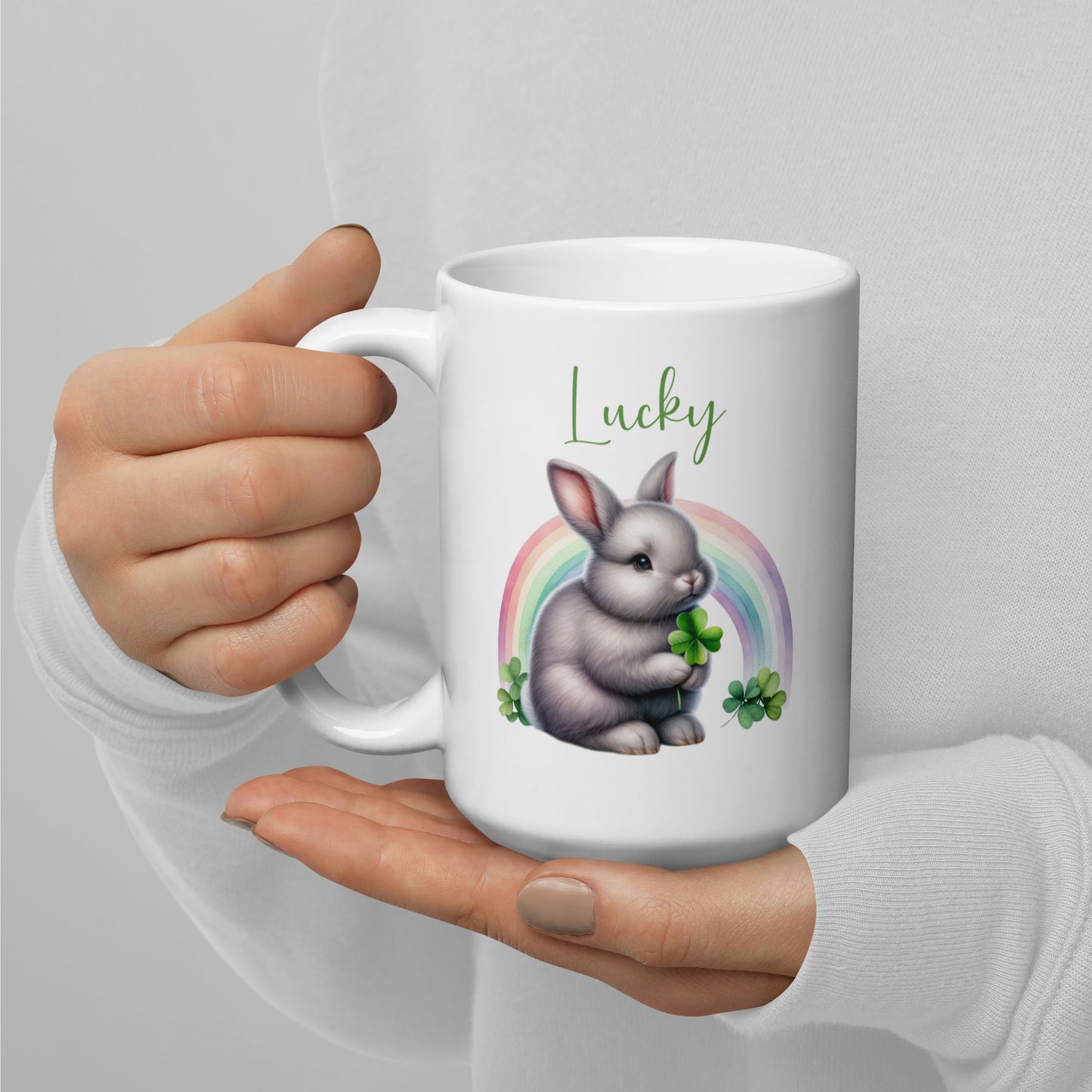 Lucky Rabbit White Glossy Mug - Chester & Co.