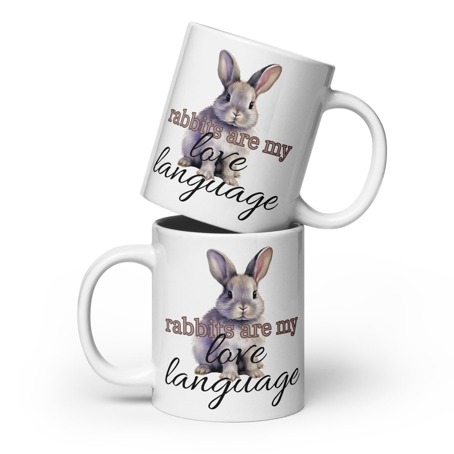 Rabbits Are My Love Language White Glossy Mug - Chester & Co.
