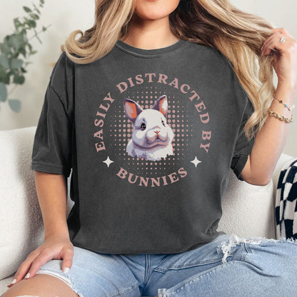 Easily Distracted by Bunnies Unisex Garment - dyed Heavyweight T-Shirt 2 - Chester & Co.