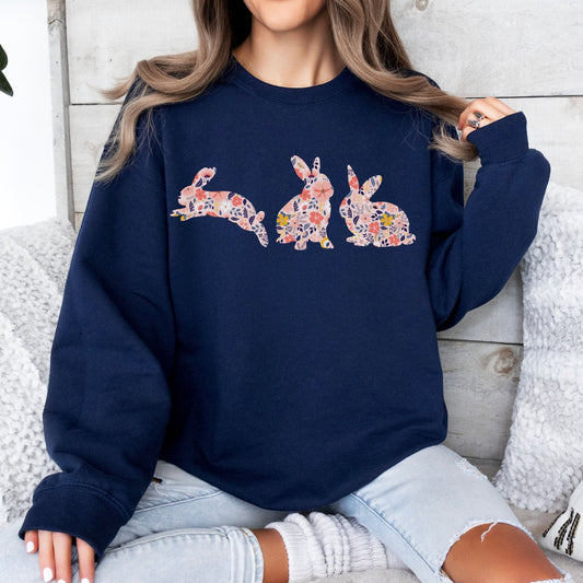 Floral Rabbit Silhouettes Sweatshirt - Chester & Co.
