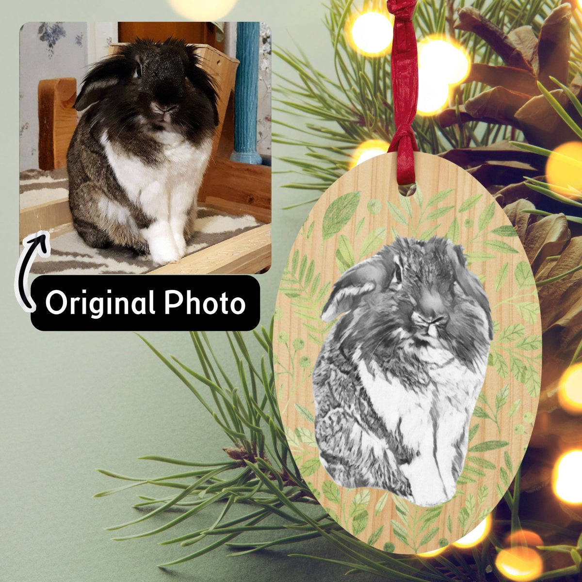 Personalized Pet Rabbit Photo Ornament - Chester & Co.